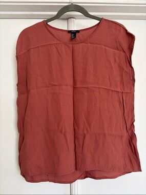 Forever 21 Rust Orange/Brown Cap-Sleeve Blouse